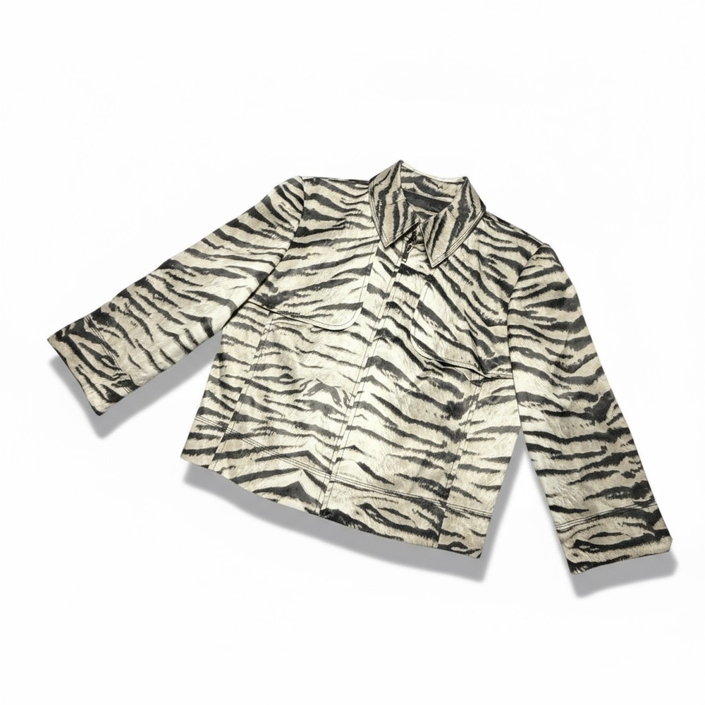 Anthracite Animal Print Utility Jacket Zip Up Size 4 Like New - Picture 4 of 16